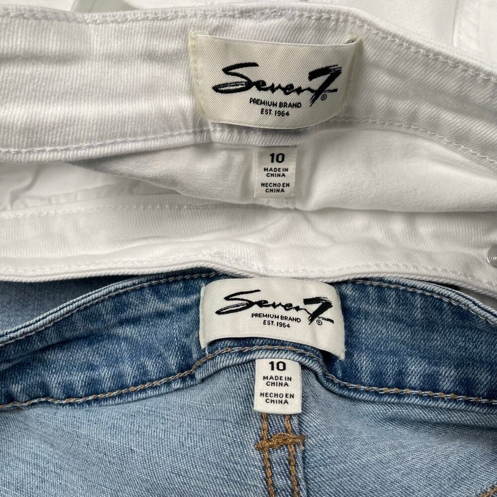 Lot of 2 Seven7 Shorts Womens 10 Blue White Cut-off Denim White Blue - Picture 10 of 11